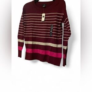 GAP Burgundy and Pink Striped Sweater